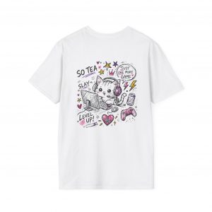Gamer Cat White Unisex T-Shirt